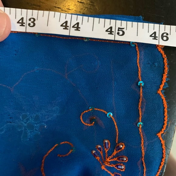 Vintage Sequined Gota Work Embroidered Blue Dupatta Stole Scarf Wrap X-Large - Picture 5 of 8